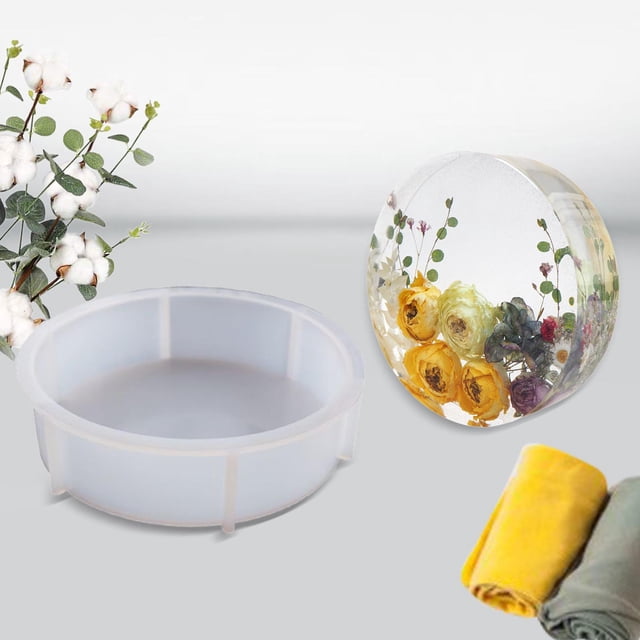 de fundición de DIY, de resina antiadherente para manualidades, hoja de flores secas, decoración para hogar, , jabón, de ronda perfecl Molde de silicona
