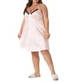 thumbnail image 4 of Agnes Orinda Women's Plus Size Lingerie Satin Lace Chemise Nightgown V-Neck Cami Sleepwear Dress 4X Pink, 4 of 6