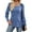 Blue, variant on Womens Sweaters Long Sleeve Square Neck Side Slit Pullover Casual Deco Buttons Fashion Outwear Tops L