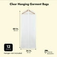 thumbnail image 3 of 12 Pcs Clear Travel Garment Bags for Closet Hanging Clothes Protecting Dusts, Zippered Suits Organizer Storage for Men, 24 x 60 in, 3 of 9