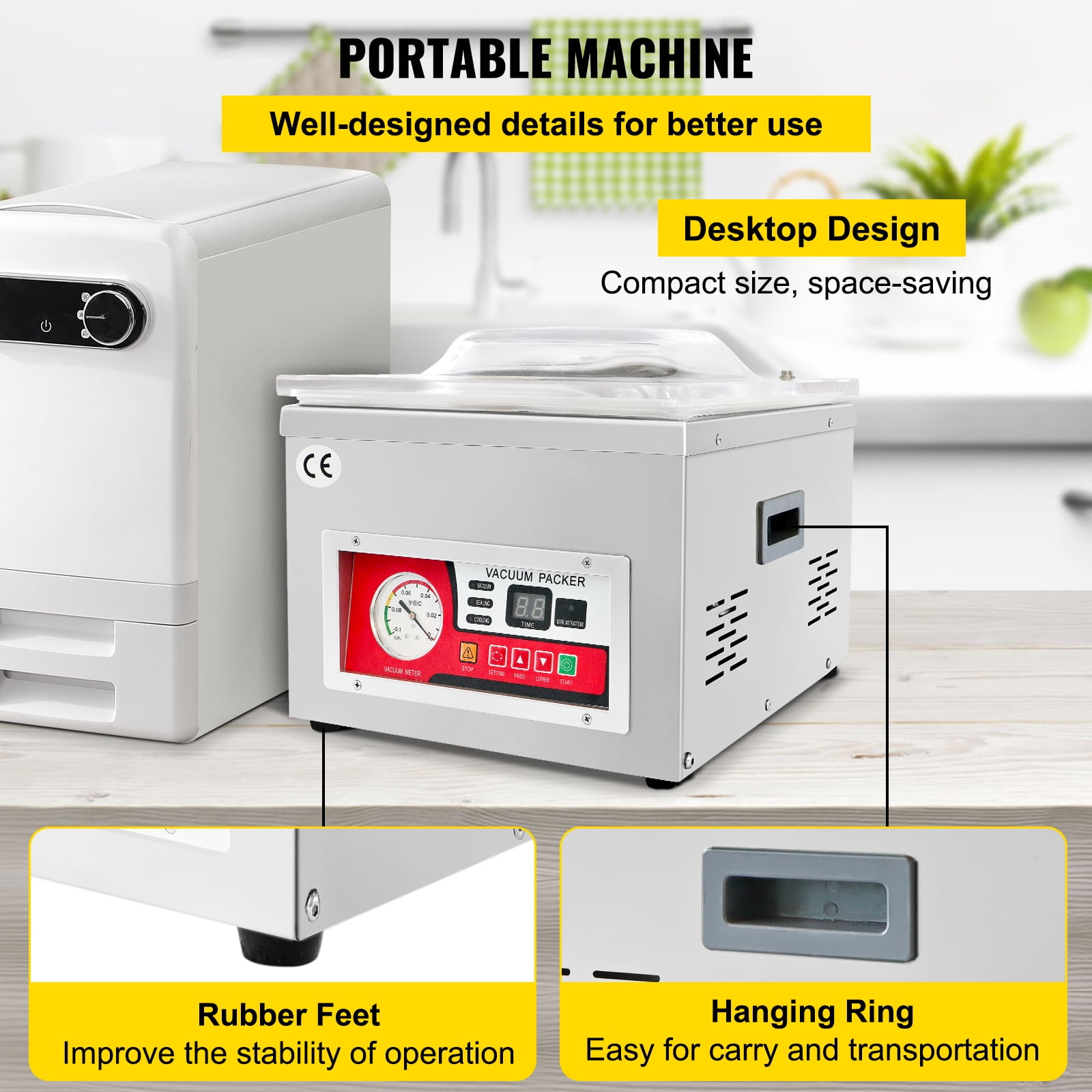 KFFKFF Chamber Vacuum Sealer, DZ-260A 6.5 cbm/h Pump Rate, Excellent Sealing Effect with Automatic Control, Commercial Kitchen Foods Packaging Machine Used for Fresh Meats, Fruit Saver 110V