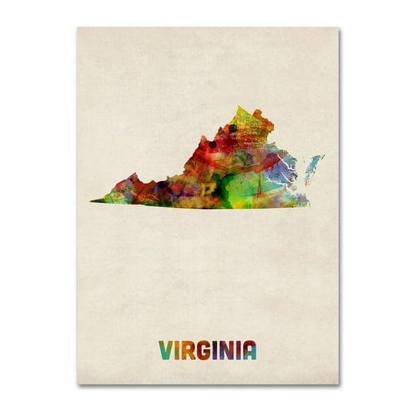 Trademark Fine Art "Virginia Map" Canvas Wall Art by Michael Tompsett