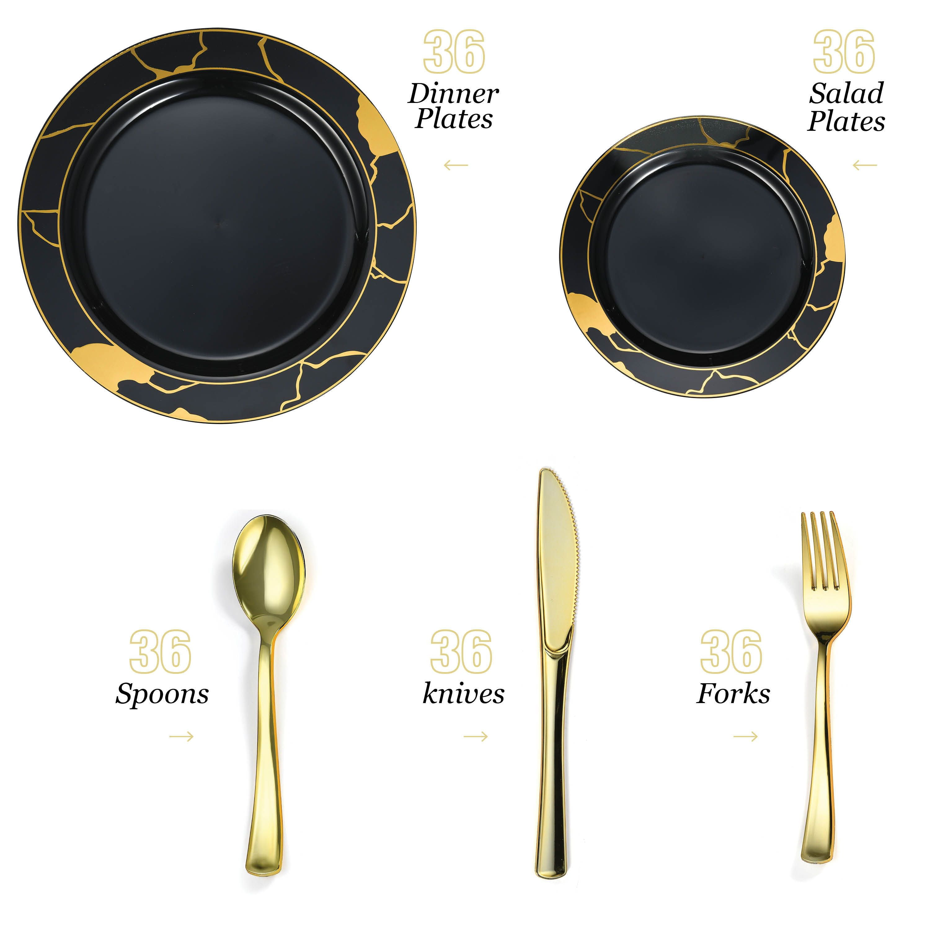 Black and top gold plate set