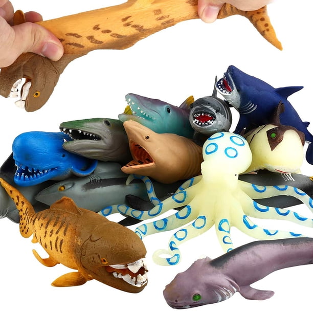 Juego de juguetes de baño ValeForToy, 20 cm, goma, Ocean Animals, paquete de 8