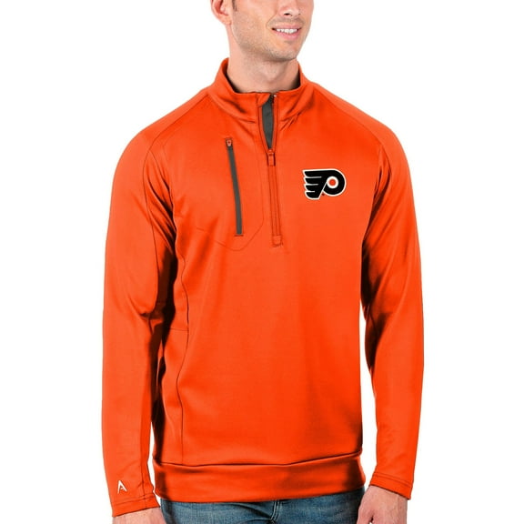 Men's Antigua Orange/Charcoal Philadelphia Flyers Generation Quarter-Zip Pullover Jacket