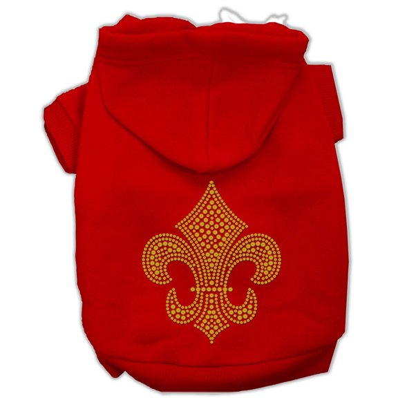 Pet, Dog Cat Hoodie Rhinestone, "Gold Fleur De Lis"