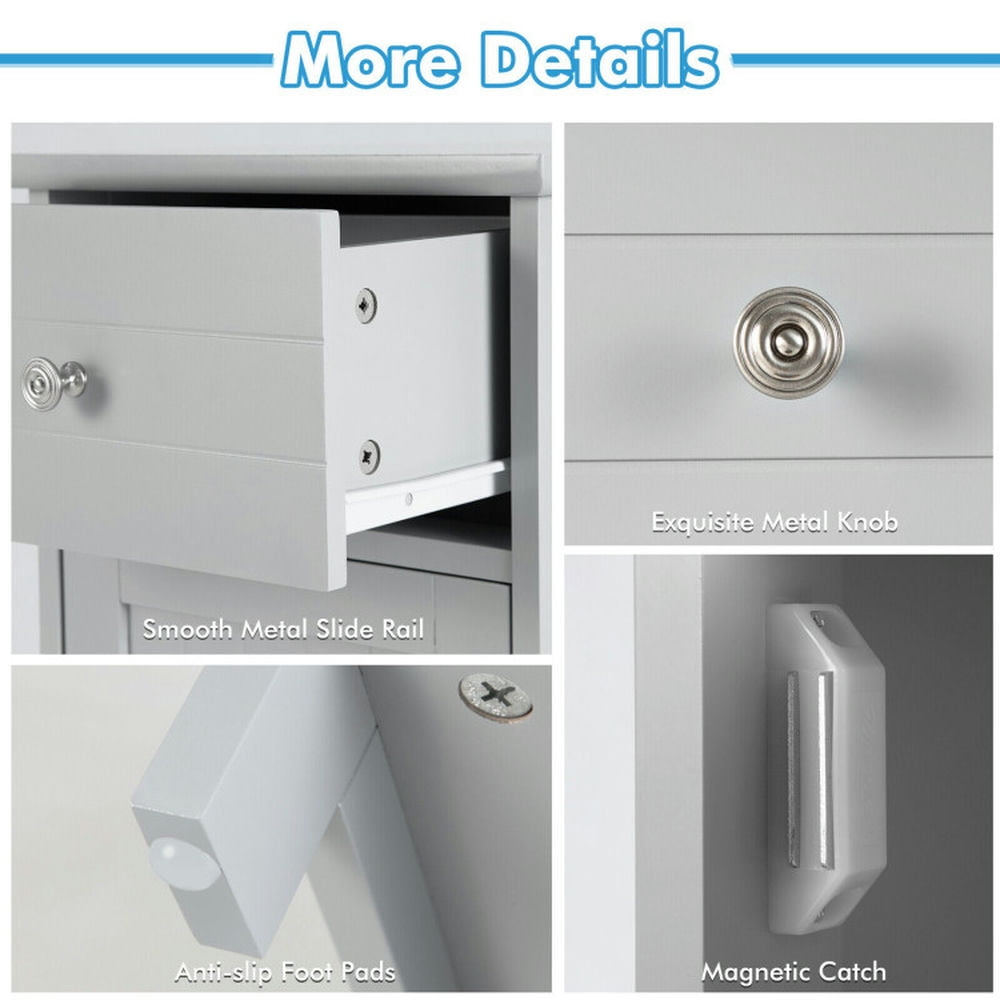 Finihen Bathroom Storage Cabinet, Bathroom Floor Cabinet, Wooden Bathroom Floor Storage Cabinet with Drawer and Shelf, for Bathroom, Living Room, Bedroom, Kitchen, Gray Finihen Bathroom Storage Cabinet, Bathroom Floor Cabinet, Wooden Bathroom Floor Storage Cabinet with Drawer and Shelf, for Bathroom, Living Room, Bedroom, Kitchen, Gray