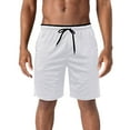 thumbnail image 1 of Aayomet Mens Running Shorts Tethered Color Matching Five Point Sports Beach Shorts (White, M), 1 of 4