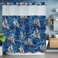 thumbnail image 6 of No Hook Shower Curtains with Snap-in Liner Set, Coastal Boat Ocean Waterproof Hotel Style Bathroom Shower Curtain, Coastal Sea Waves Summer Breathable Mesh Top Window Bath Curtains 72''x72'', 6 of 9