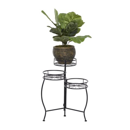 DecMode 18  x 19  x 22  3 Tier Black Metal Indoor Outdoor Starburst Plantstand