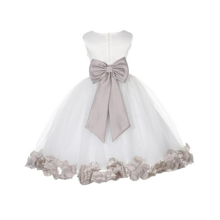 Ekidsbridal Satin Ivory Biscotti Tulle Petal Christmas Party Bridesmaid Recital Easter Holiday Wedding Pageant Communion Princess Birthday Clothing Baptism 302T size 6-9 month Flower Girl Dress