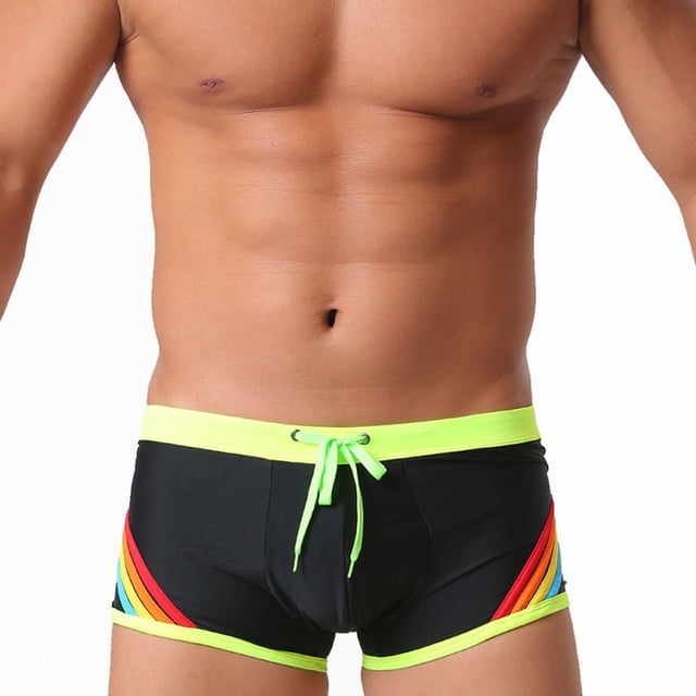 FcBaudy Men's Three-dimensional Flat-angle Swimming Trunks With Bra Cups To Embarrassment Four-cornered Swimming Trunks For Men man short