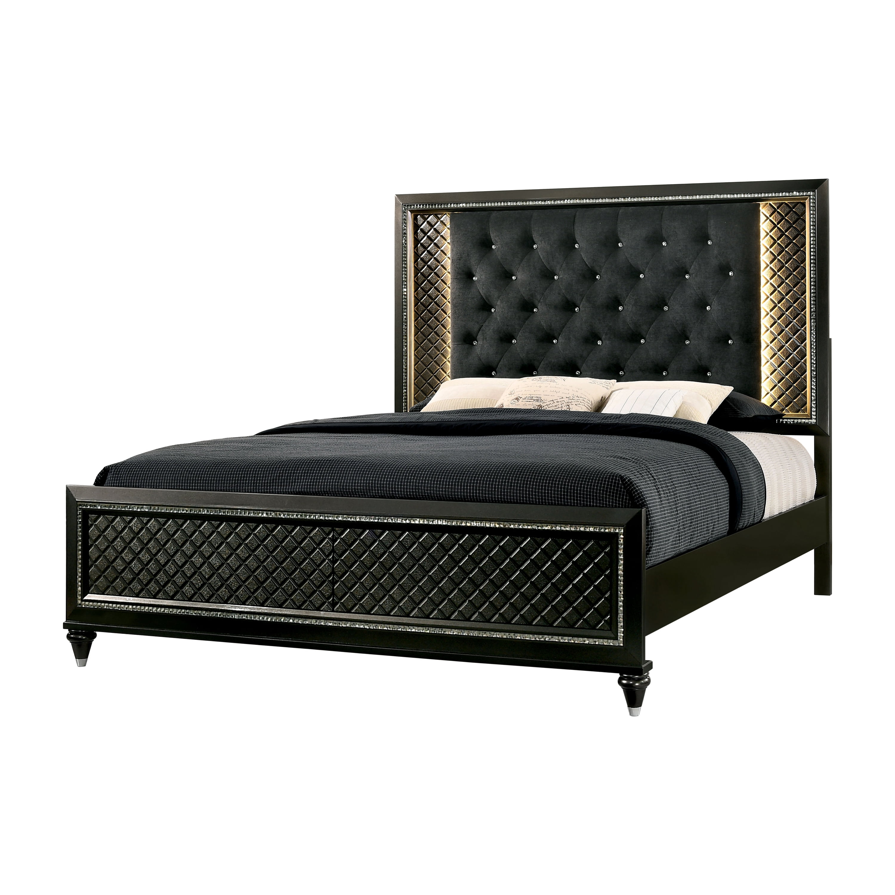 Furniture of America Braylene Bed, Queen, Metallic Gray and Black