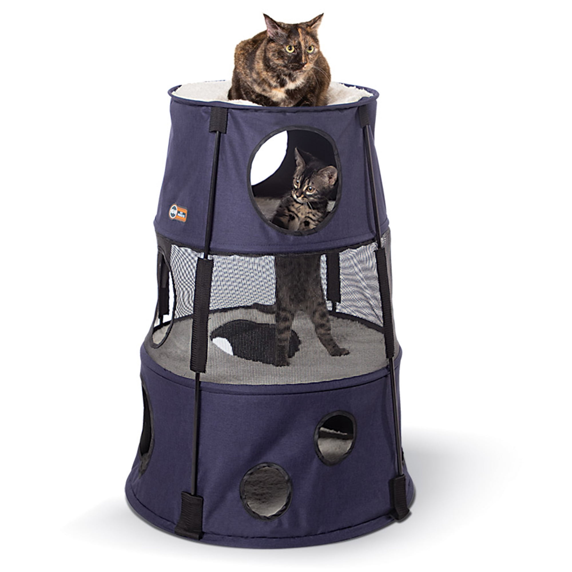 K&H Pet Products Multi-Cat Kitty Tower Classy Dark Denim Activity Center 3 Story