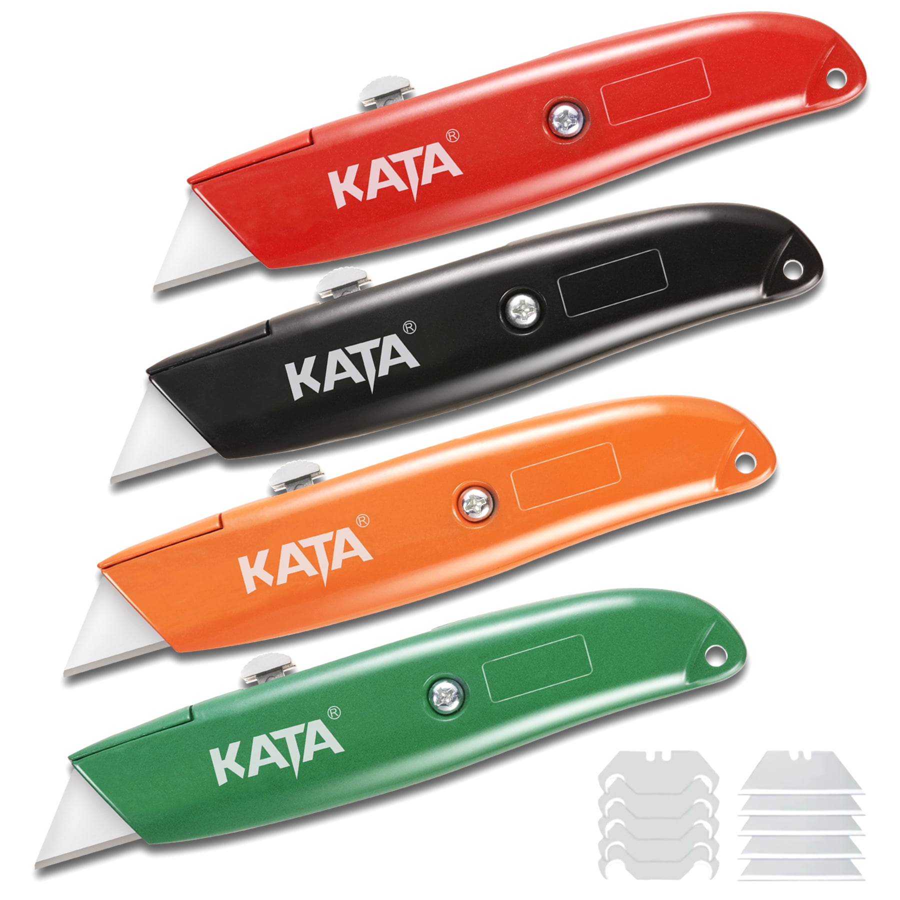 KATA 4Pack Colorful Retractable Utility Knife, Heavy Duty Aluminum
