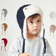 thumbnail image 3 of Boys Girls Hat Solid Color Plush Lining Autumn Winter Ropes Twist Pattern Ear Flap Cap for Daily Wear, 3 of 10