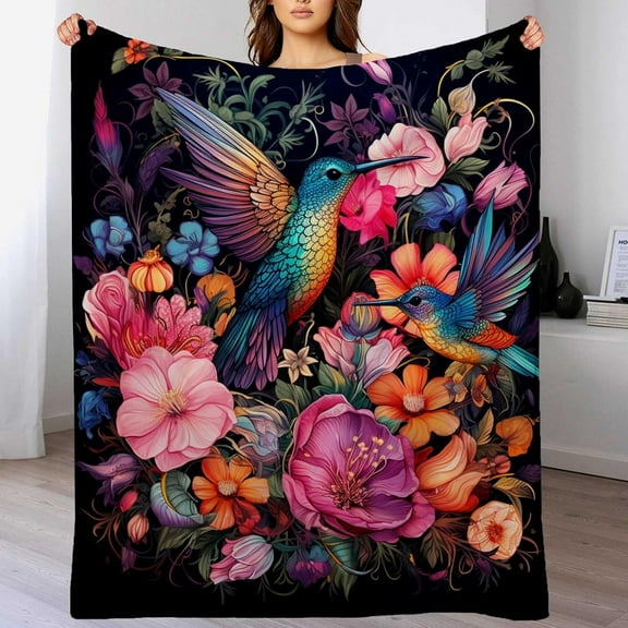 Hummingbird Throw Blanket for Sofa Bed, Soft Bird Shaped Throw Blanket for Men and Women, 40x50 Inch, Lightweight Flannel Blanket for Home Decor, No Pilling