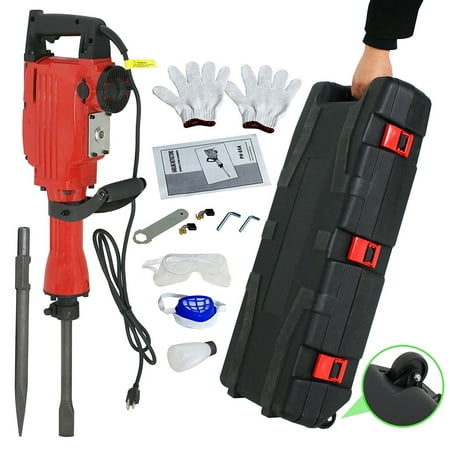 - Zimtown 2200W Electric Demolition Jack Hammer, Heavy Duty Concrete Breaker Power Tool Kit, with Chisel and Punch Bit Set, Case, and Gloves