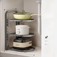 thumbnail image 1 of 3-Tier Round Carbon Steel Kitchen Storage Rack: Waterproof, Space-Saving Organizer for Pots, Utensils & Kitchenware - Heavy-Duty, Upgraded Thickened Design for Under-Sink or Countertop Use, Easy, 1 of 6