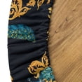 thumbnail image 5 of Ambesonne Peacock Fitted Round Tablecloth, Exotic Bird Curlicue Boho, 40"- 44" Diameter, Dark Teal and Marigold, 5 of 5