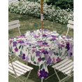 thumbnail image 2 of Square Outdoor Tablecloth with Umbrella Hole Purple Plum Blossoms Outside Table Cloth Waterproof Patio Table Cover Vintage Farmhouse Flower Burlap Zipper Tablecloths for Picnic Camping 54x54 Inch, 2 of 8