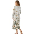 thumbnail image 2 of SEANATIVE Women's Soft Sleep Dress Cozy Long Sleeve Nightgown Button Front Sleep Shirt Full-Length Bedroom Loose Loungewear House Coat, S, Daisy Butterfly, 2 of 7