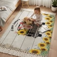thumbnail image 6 of Kitchen Runner Rugs, Farmhouse Truck with Pig 4'x6' Throw Rug with Tassels, Country Sunflower Wood Board Washable Soft Floor Carpet Runner for Hallway Bedroom Bathroom Laundry Room, 6 of 9