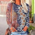 thumbnail image 2 of Plus Size Long Sleeve Pullover for Women O-Neck Vintage Printed Tops Winter Loose-Fit Casual Blouse, 2 of 6