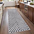 thumbnail image 2 of Qinaqin 2 x 6 ft Polyester Light Gris Rectangular cm de Alturaallway Entryway Bathroom Kitchen Geometric Stripped Lines Print Moderno Machine Anchoashable Runner Rug, 2 of 7