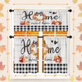 thumbnail image 5 of Fall Kitchen Curtains Farmhouse Window Curtains Valance and Tier Set 36 Inch, Autumn Pumpkin Home Rod Pocket Short Tier Curtain for Room, Vintage Wooden Plaid Small Cafe Kitchen Decor, 5 of 6