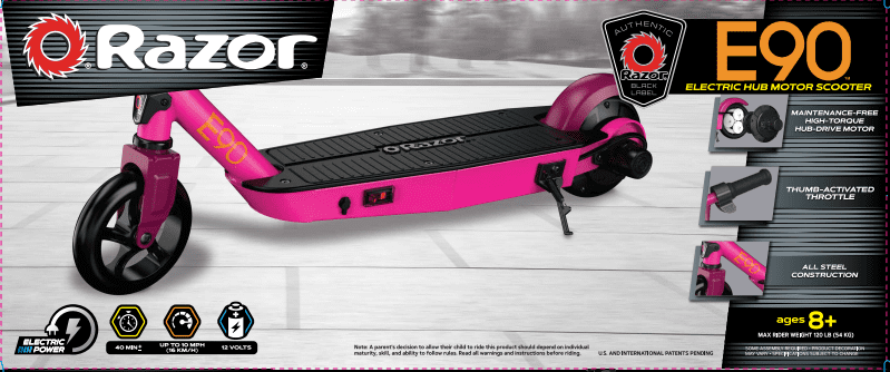 Razor Black Label E90 Electric Scooter Pink, for UK Ubuy