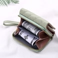 thumbnail image 2 of Bolsa Tarjetero de cuero Cartera corta plegable Monedero femenino con rombos de múltiples ranuras (Verde) Ehuebsd Para Estrenar, 2 of 8