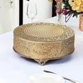 thumbnail image 7 of BalsaCircle 14" Gold Round Embossed Cake Stand Riser Wedding Party Dessert Display Pedestal Riser Centerpieces, 7 of 7