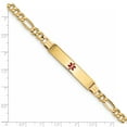 thumbnail image 3 of Primal Gold 14 Karat Yellow Gold Semi-Solid Medical Red Enamel Figaro Link ID Bracelet, 3 of 3