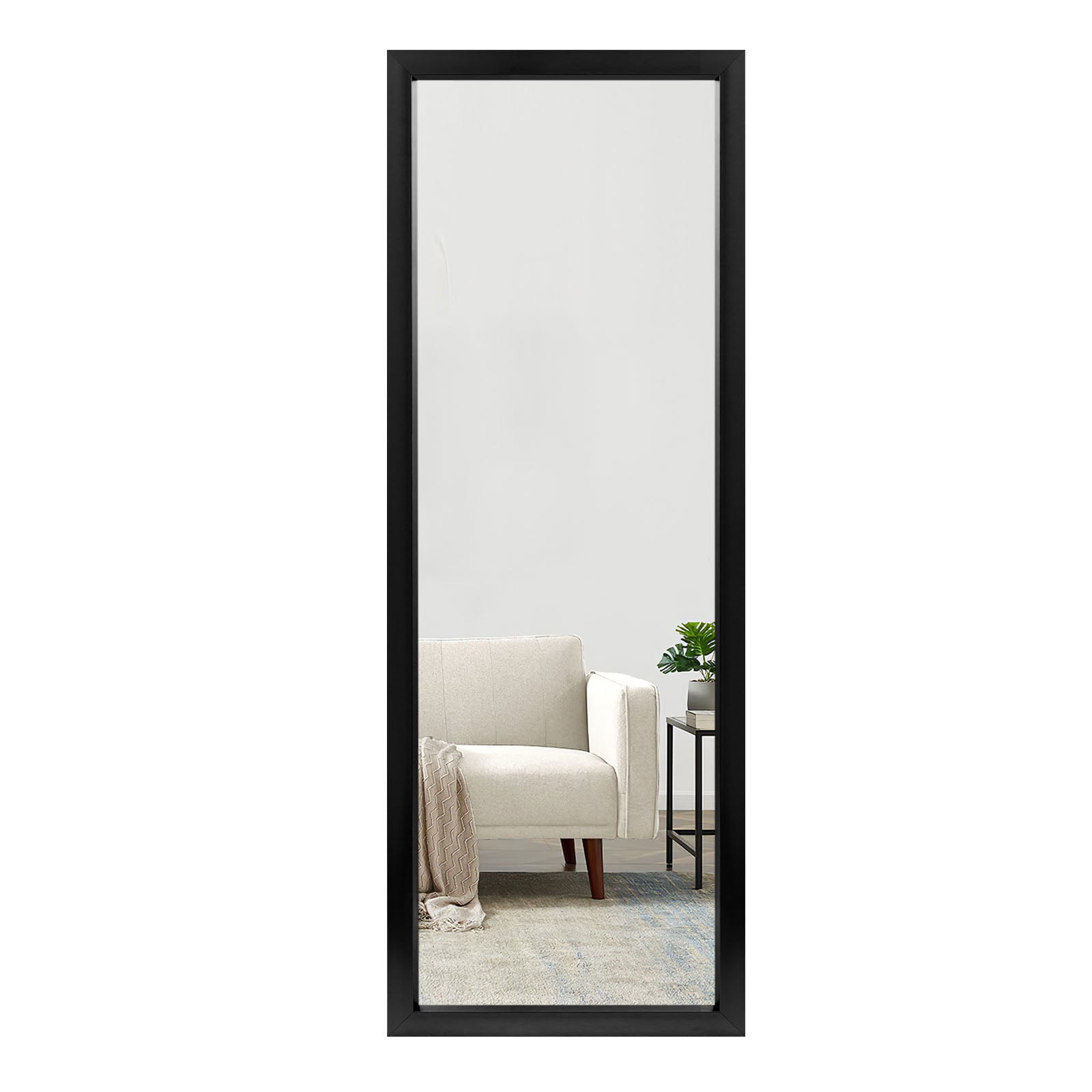 43"*16" Full Length Over The Door Mirror Hanging Mirror for Bedroom Dorm Room Black