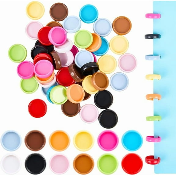 60Pcs 12 Colors Small Binder Disc Discbound Binding Discs Colorful Plastic Expansion Round Loose Leaf Binders Pages Clips Clamps Rings