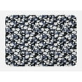 thumbnail image 1 of Flower Garden Bath Mat, Vintage Blossoming Plant Leaves Silhouettes Floral Corsage Artwork, Non-Slip Plush Mat Bathroom Kitchen Laundry Room Decor, 29.5 X 17.5 Inches, Black White Dimgrey, Ambesonne, 1 of 2
