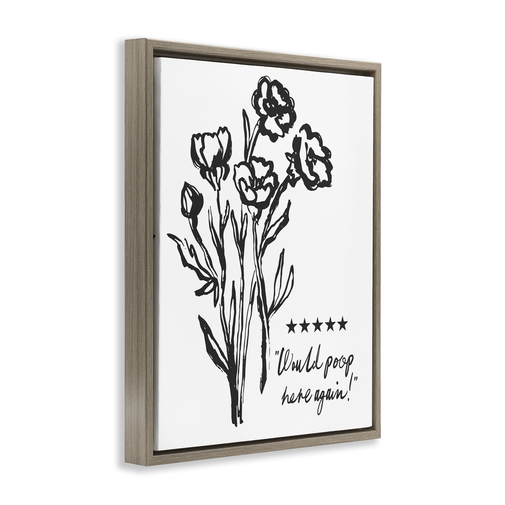 Stupell Industries Would Poop Here Again Brown Framed Floater Canvas Wall Art, design by Lettered and Lined