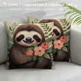 thumbnail image 3 of Patifu Sloth Flowers Graphic Decorative Cushion Cover for Home Couch Living Room Sofa, Short Plush Material, 1PC, Home Furnishing Theme 20x20in, 3 of 5