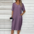 thumbnail image 5 of Women's Summer Dress with Pockets, V-Neck and Short Sleeves for Casual Comfortable Outfits, 5 of 8