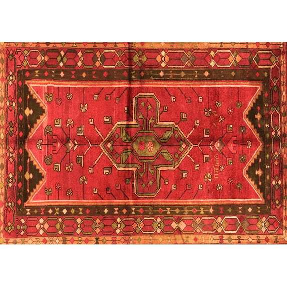 Ahgly Company Indoor Rectangle Persian Orange Traditional Area Rugs, 2' x 4'