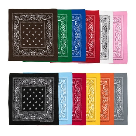 Lightweight Multicolored 22"x22" 12-Pack Bandana Set