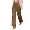 thumbnail image 2 of Women's High Waisted Wide Leg Pants, Single Breasted Office Trousers with Side Pockets, Structured Drape Casual Suit Pants for Work and Business Casual Khaki XXL, 2 of 5