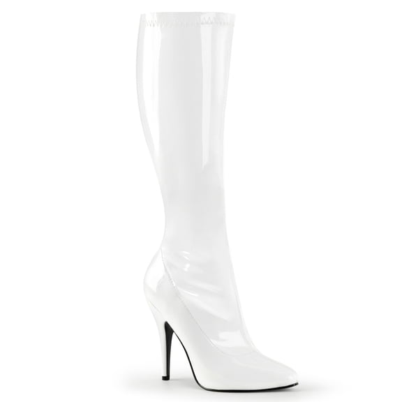5" Plain Stretch Knee Boot, Side Zip - Wht Str Pat, 13
