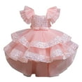 thumbnail image 1 of Robe Fille Robe en Maille pour Enfants Robes de Princesse Élégantes Vêtements de Jeu Robe Bébé Fille Rose Clair 3 Ans-4 Ans, 1 of 7