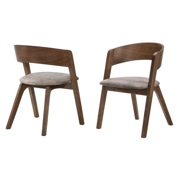 Armen Living Fauteuil de Salle à Manger en Tissu et Bois 18 Po en Noyer/marron (Lot de 2)