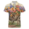 thumbnail image 4 of Wheelbarrow with Flowers Men Zipper T-shirt Summer Casual Short Sleeve T-shirt Top, 4 of 7