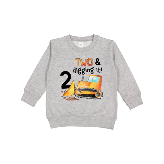 Inktastic Two and Digging It Bulldozer 2nd Birthday Toddler Sweatshirt