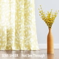 thumbnail image 4 of Exultantex Leaf Print Sheer Curtain with Grommets - W55"×L95", Yellow, Sheer Fabric，Set of 2, 4 of 5