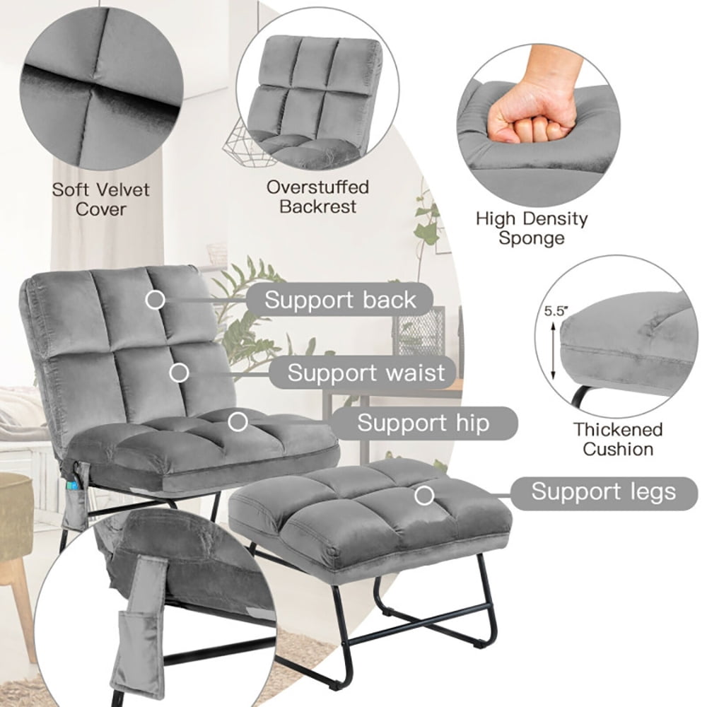 Finihen Massage Recliner Chair, Velvet Massage Recliners with Ottoman Remote Control and Side Pocket, for Living Room, Bedroom, Gray Finihen Massage Recliner Chair, Velvet Massage Recliners with Ottoman Remote Control and Side Pocket, for Living Room, Bedroom, Gray